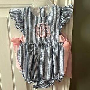 Cecil and Lou Seersucker Bubble Romper size 18M